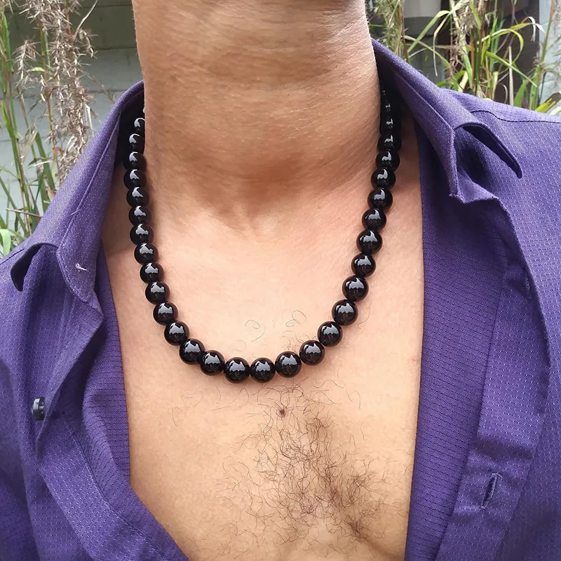 Handmade Round Black Stone Beaded Chain Necklace For Men Trendy And Simple Fashion Mens Jewelry Gift From Beauty li 1 017.47 DHgate.Com