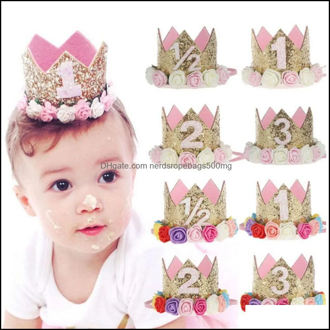Birthday iDecoration Party Hats Decor Cap One Birthday-Hat Princess Crown 1st 2nd 3rd Year Old Number Baby Kids Hair Accessory
