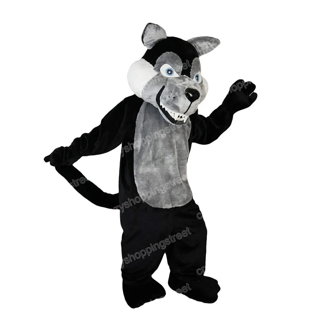 Halloween grijs wolf mascotte kostuum topkwaliteit cartoon anime thema karakter volwassenen maat kerst carnaval verjaardagsfeestje buitenoutfit