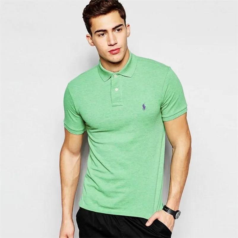 American Men's Lapel Polo Shirt Summer bawełniana haft krótki rękaw swobodny moda biznesowa Slim T-shirt S-6xl 220504