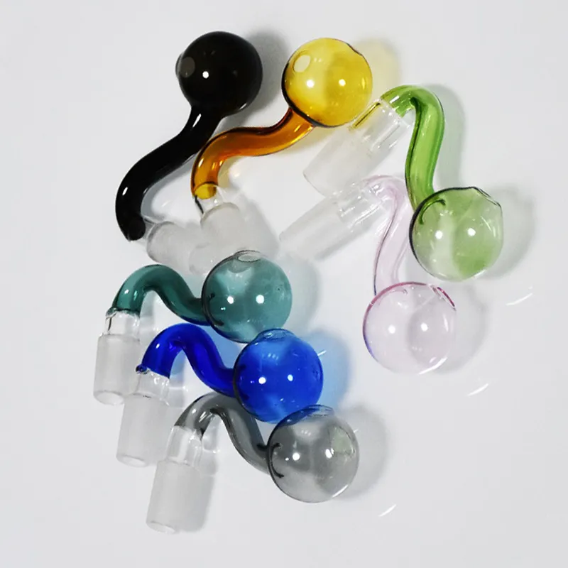 Colorful Glass Oil Burner Pipes 14mm Male Joint Thick Glass Bowls 30mm Big Ball Tobacco Bowl Smoking Accessories Mix color Transparent Pink Green Black Blue Gray