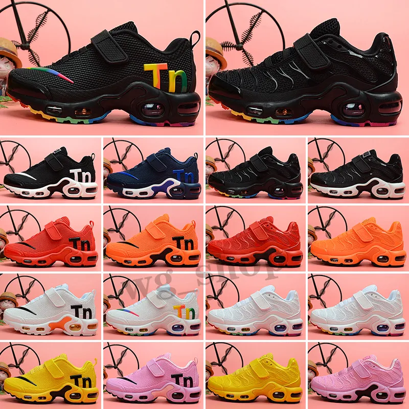 TN Plus KPU Magic Button Trainer Trainer Children Runner Shoes Boy Girl Young Kid Sport Sneaker 28-35