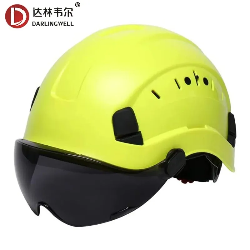 DARLINGWELL Safety Hard Hat with Dark Visor ABS Work Protective Helmet with Goggles Outdoor Riding Climing Rescue Helmets