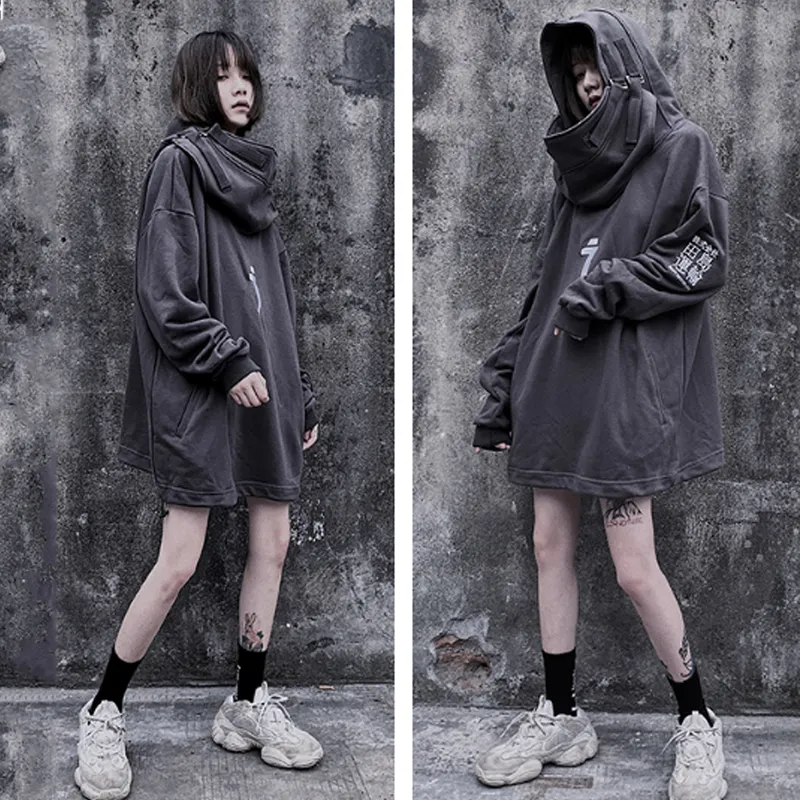 【関税込み】BARRAGAAAN フーディ & ジップアップ BYBBS Harajuku Neck Techwear Hoodie Oversized Hip Hop