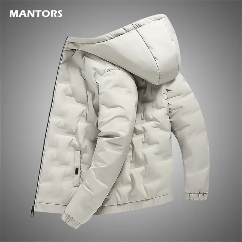 Капюшон вниз куртка Мужчина Зимняя мужская белая утка вниз куртка. Общечаточное теплый верхний пальто