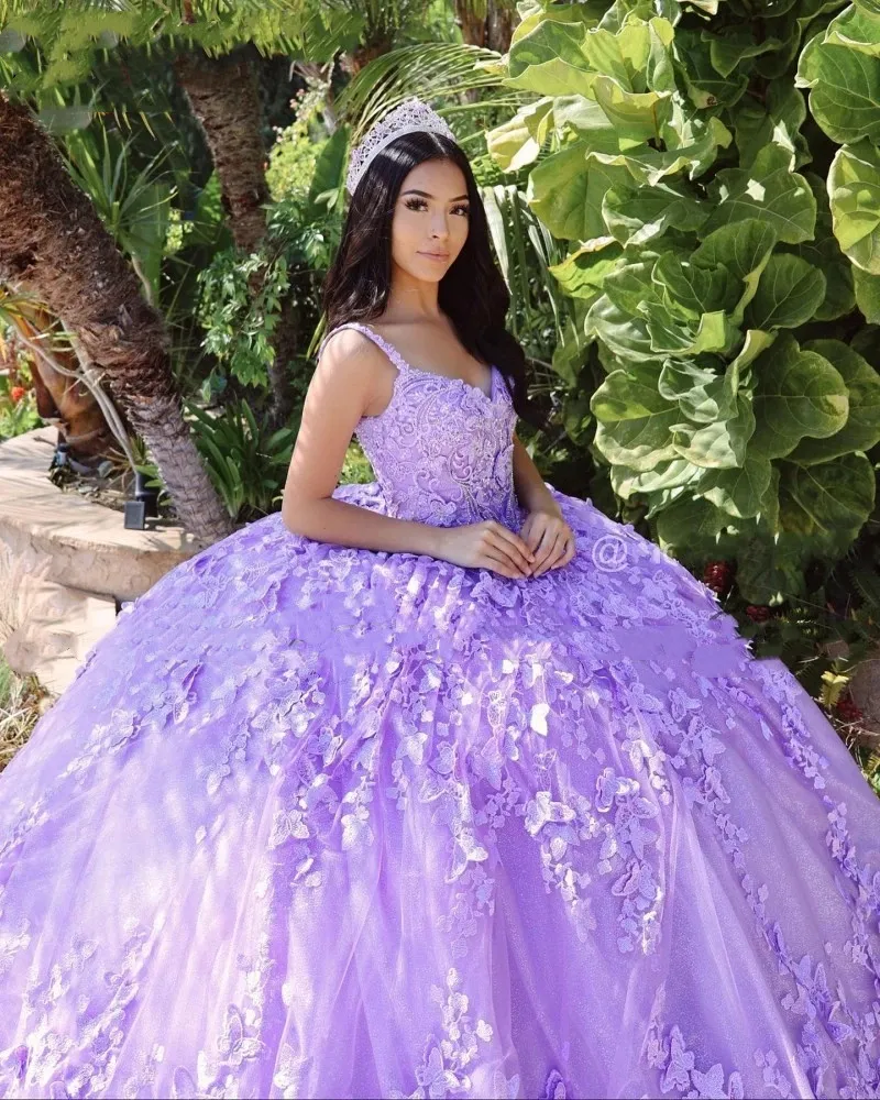 purple quinceanera dresses with butterflies