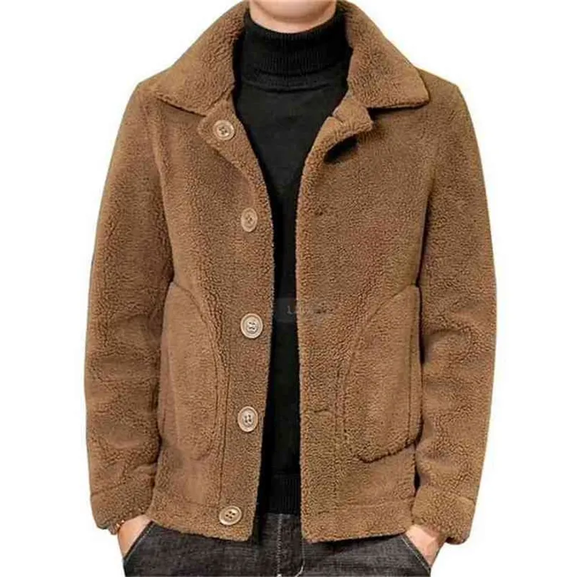 Abrigo de lana de esquila de ovejas de doble cara para hombre Abrigo de cordero de otoño e invierno Un tamaño Modelo LT-2999 210924