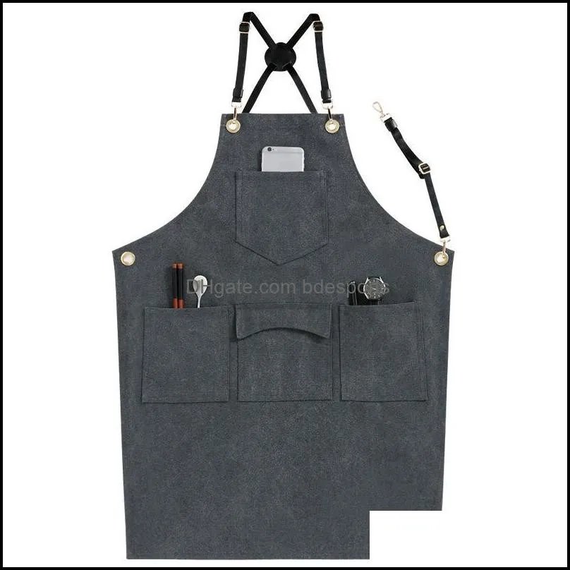 Aprons Canvas Wearproof Wome Cooking Apron Thicken Barber Chef Kitchen