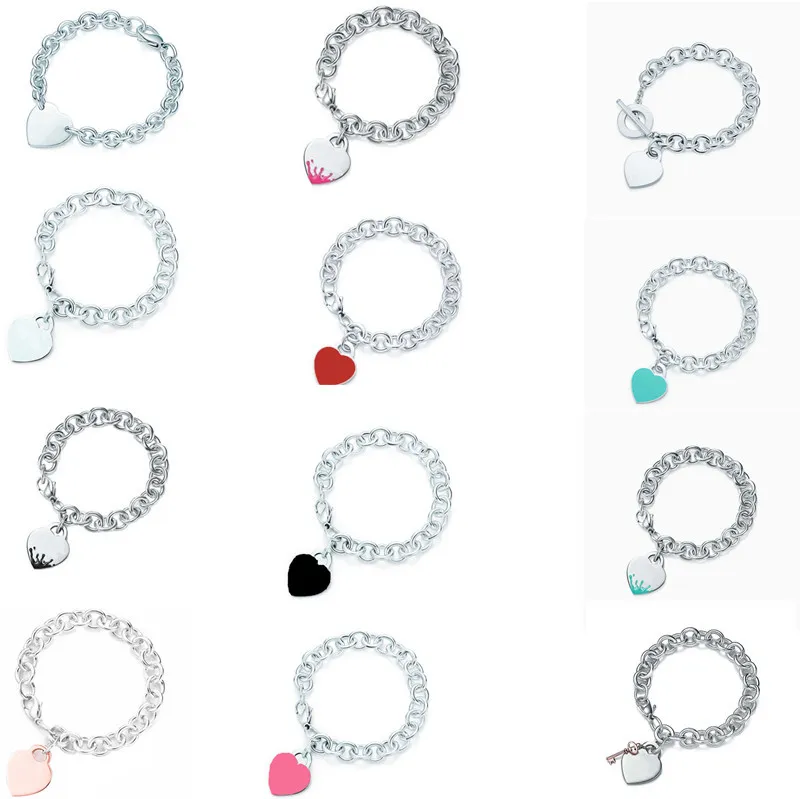 T Sieraden Luxe Love Peach Heart Bracelet Sterling Silver 925 Nieuwe modeontwerper Diy Accessoires Casual Temperament Girl Classic Charm Ladies Bangle Gift