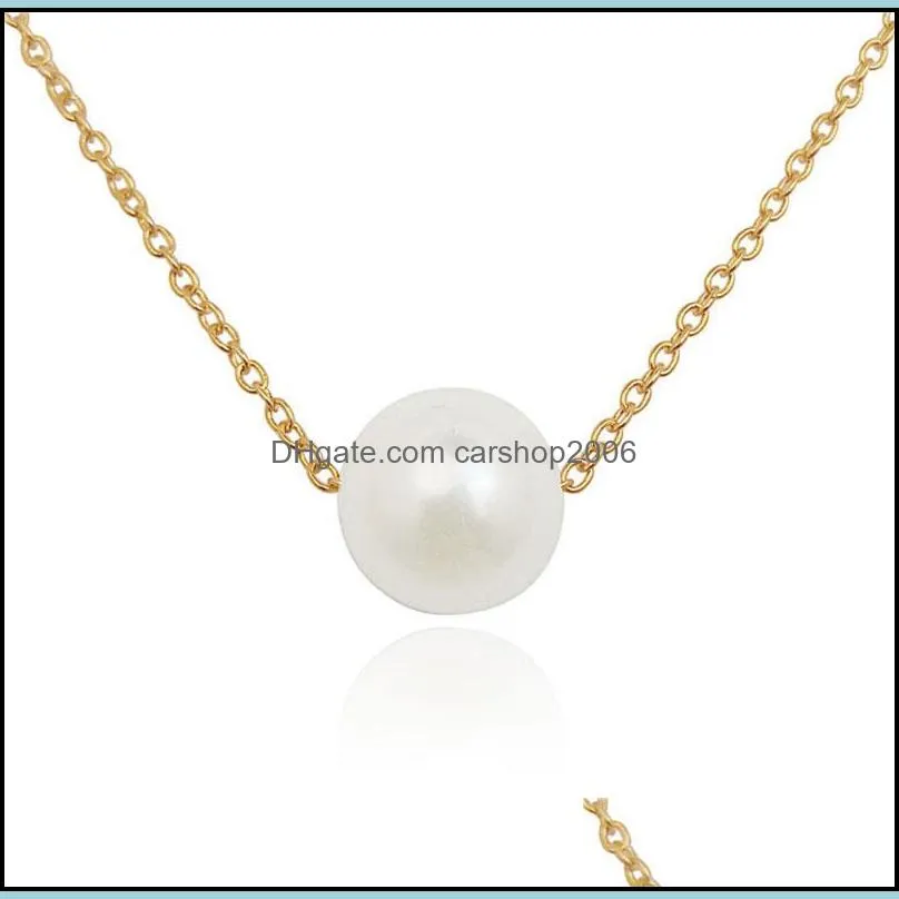 simple pearl pendant necklace fashion statement gold silver plated clavicle chains for women girl party club decor jewelry