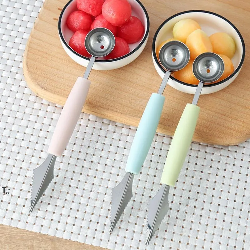 Stainless Steel Dual-head Carving Knife Fruit Tool Watermelon Ice Cream Baller Scoop Stacks Spoon Home Kitchen Accessories by sea CCB14775