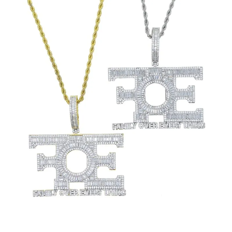 Chains Hip Hop Fashion Iced Out Bling 5A Cubic Zirconia FOE Letter Pendant Necklace With Cuban Rope Chain For Men Boy Gift JewelryChains