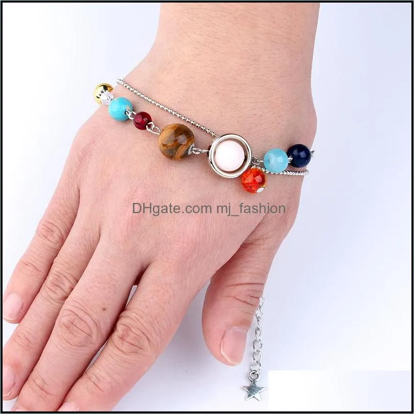 universe galaxy the eight planets in the solar system guardian star natural stone beads bracelet for women jewlry