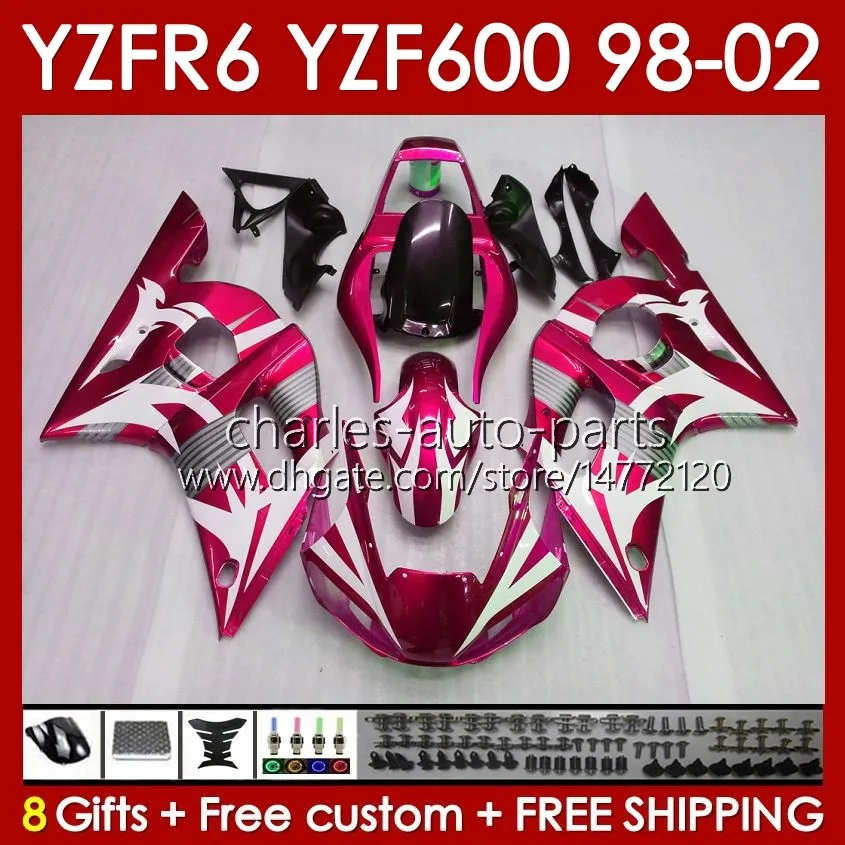 Yamaha YZF 600 CC YZF-600 YZF-R6 1998 1999 2000 2001 2002 바디 145NO.120 YZF600 600CC YZF R6 R 6 98-02 프레임 YZFR6 98 99 00 01 02 OEM 페어링 키트 금속 Red Blk