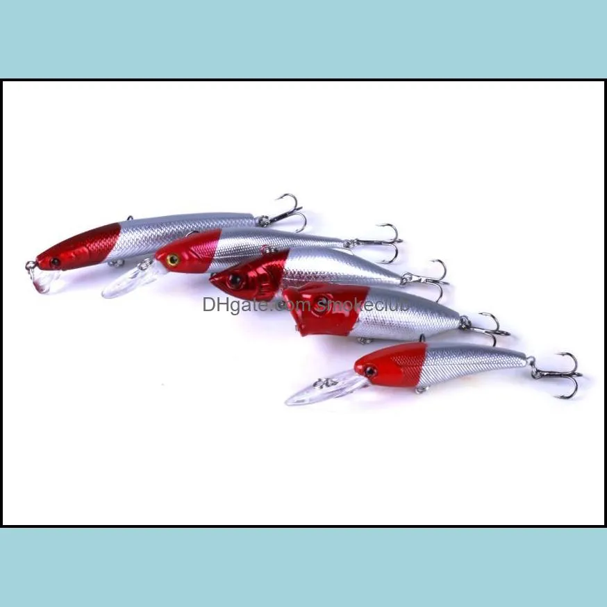 5PCS 8/8.5/9.5/10/13g Red head Minnow Rock Crank Pencil Popper Mixed lure fishing bait HardBaits Artificial Mixed High-quality