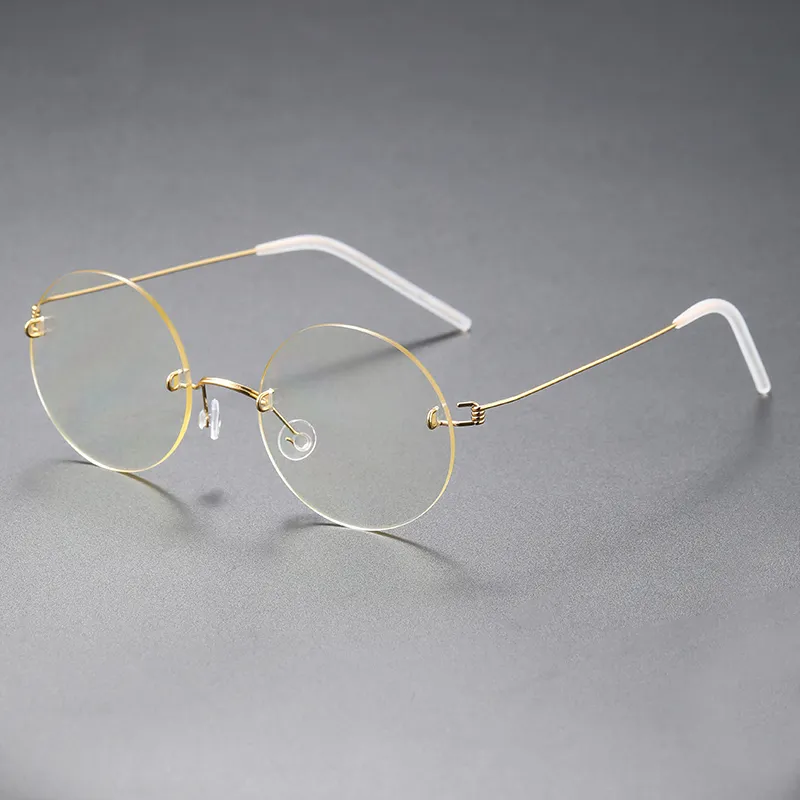 Rimless Sunglasses Optical Round Metal Clear Lens Glasses Frame Unisex Circle Eyeglasses Blue Light Blocking Computer Glasses