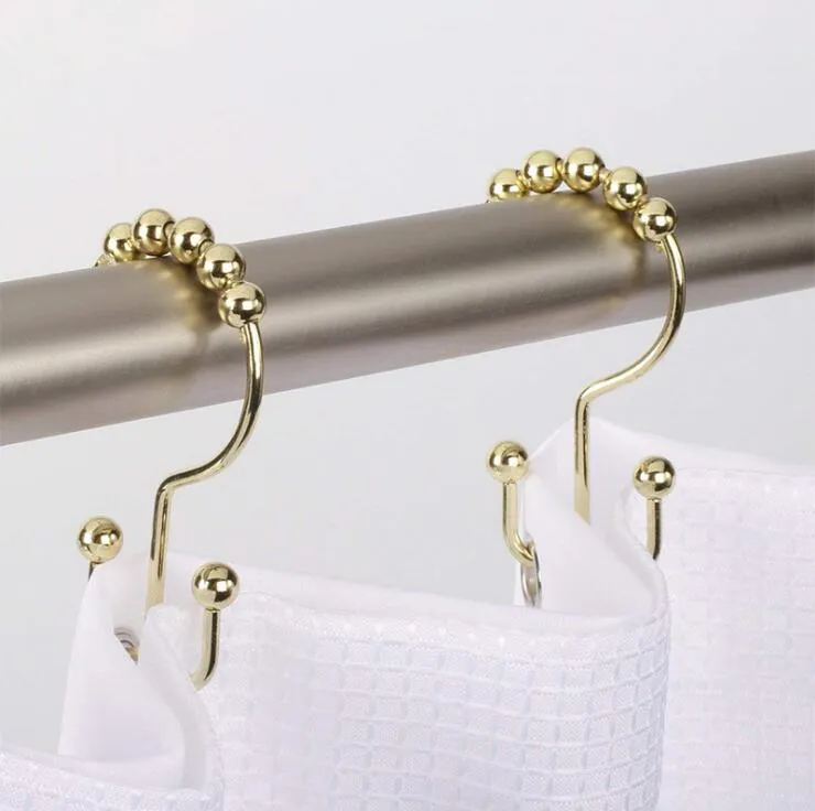 Black Shower Curtain Hooks Hooks Rings Rust Resistant Metal Double