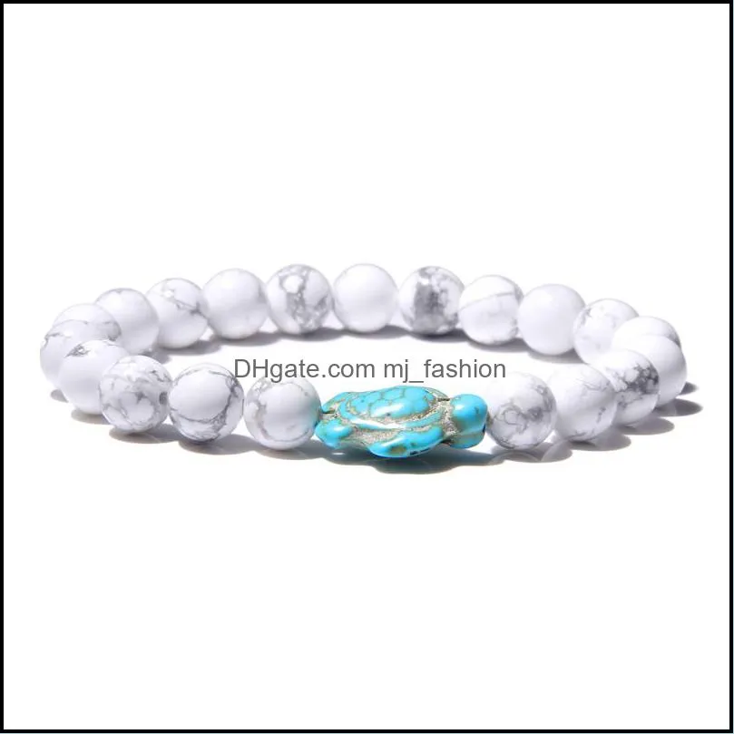 fashion women strand natural stone turquoises beads bracelet tortoise charm bracelets for men lucky energy jewelry gift mjfashion