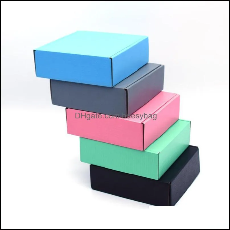 gift wrap 15pcs/lot pink three layer super hard paper box gray express packaging green folded 8 sizes