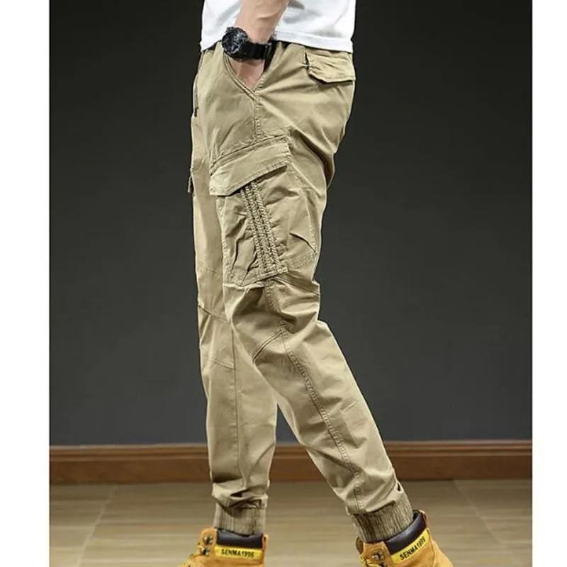 Pantaloni maschili primavera estate multipocchi di cargo uomo streetwear slim cot jogger casual jogger maschio tratto di cotone di cotone