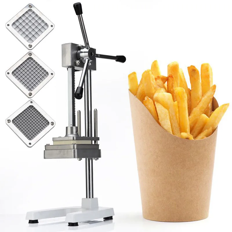 Commercial Potato Strip Cutting Machine Vertical French Fry Cutter Hand Press Vegetable Fruit Slicer