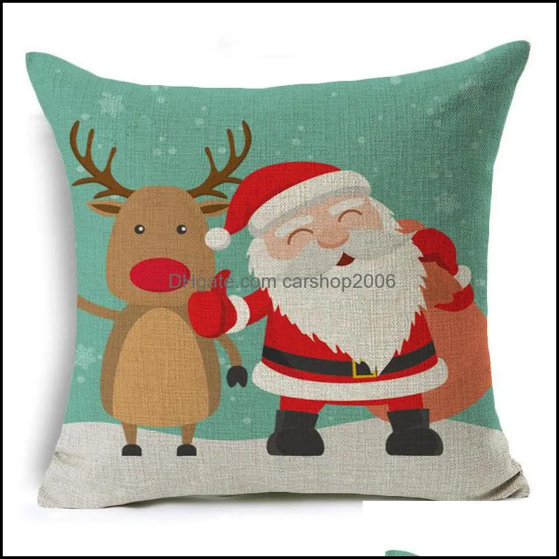 new pillow case santa claus christmas tree snowman elk pillow case cotton linen pillowcase home sofa car decor 45*45cm wq285