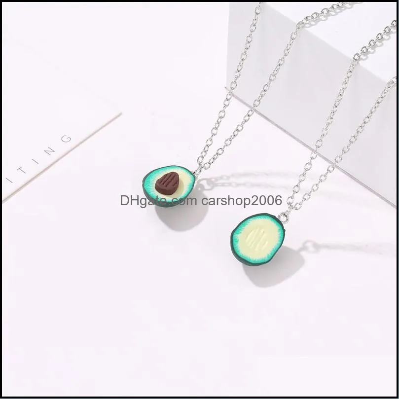 cute avocado shape pendant necklaces for 2 best friend necklaces-girls boys pendant with heart friendship