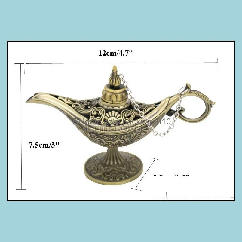 Classic Rare Hollow Legend Aladdin Magic Genie Lamps Incense Burners Retro Wishing Oil Lamp Home Decor Gift c759