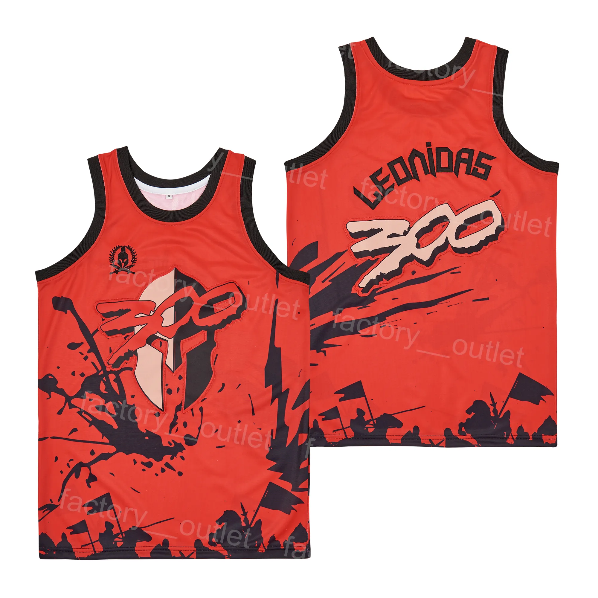 Film Basketbol Filmi 300 Kral Leonidas Jersey Sparta Üniversitesi Takımı Renk Kırmızı Tüm Dikişli Hip Hop Spor Hayranları Hiphop Pure Pamuk Koleji İyi/En Kalite