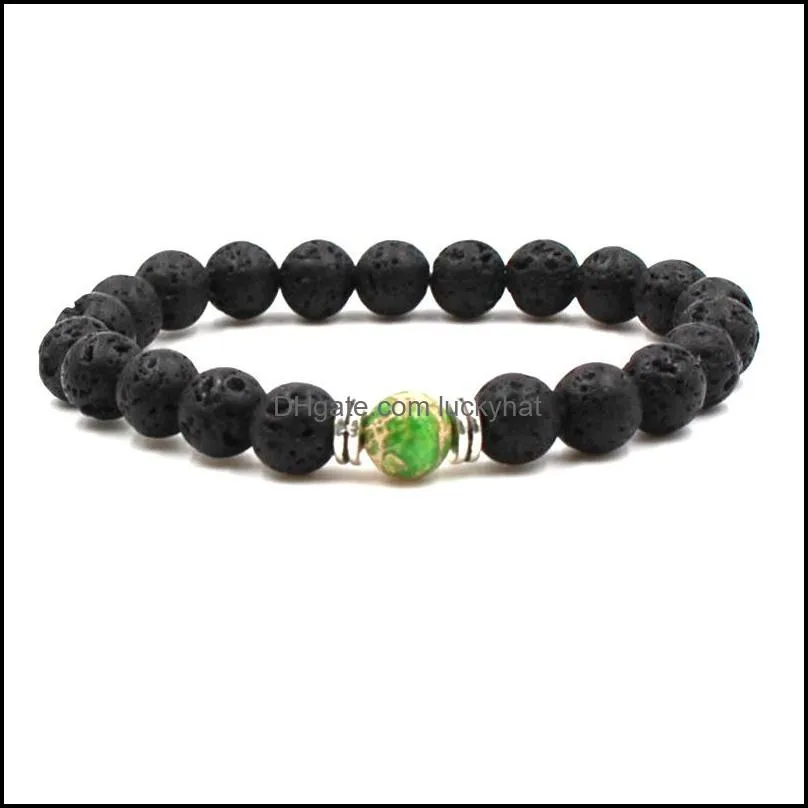 black volcanic lava stone bracelets 8mm yoga beads natural stones stretch beaded  oil diffuser bracelet bangle g116s