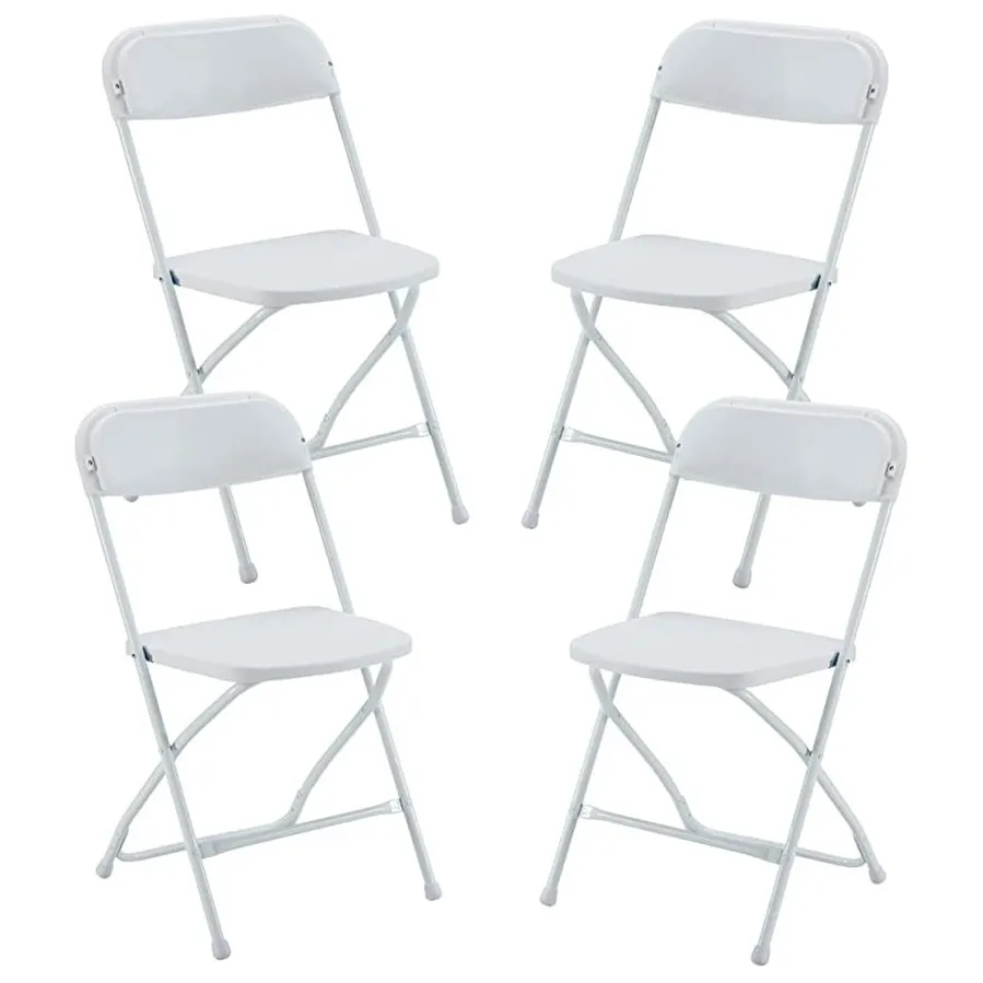 Paquet de 4 chaises pliantes en plastique noir, siège commercial empilable portable intérieur extérieur pour événements bureau fête de mariage pique-nique pliable empilable F060701