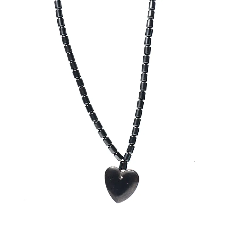 Hematite Necklace Women Natural Stone Heart Pendant