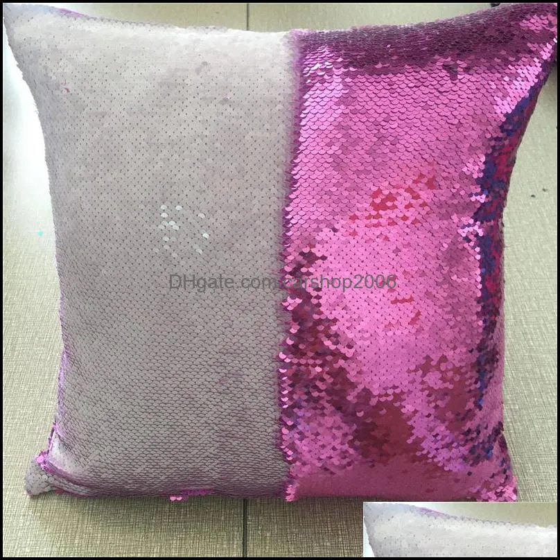 sequin mermaid cushion cover pillow magical glitter throw pillow case home decorative car sofa pillowcase 40*40cm 11 color wq278