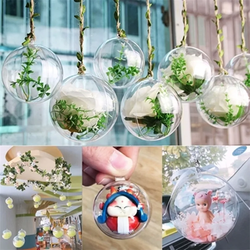 10pcs 7/8/9 / 10cm Décorations de Noël Boule en plastique transparent transparent peut ouvrir en plastique de Noël clair Bauble Ornement cadeau T200117