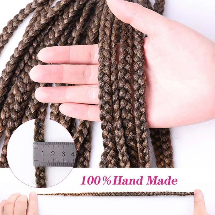 Ombre Box Braids Crochet Hair 24 Inch Medium box braid Pre-Looped Crotchet  Box Braids 24Strands Three Tones Heat Resistant Fiber Hair (24