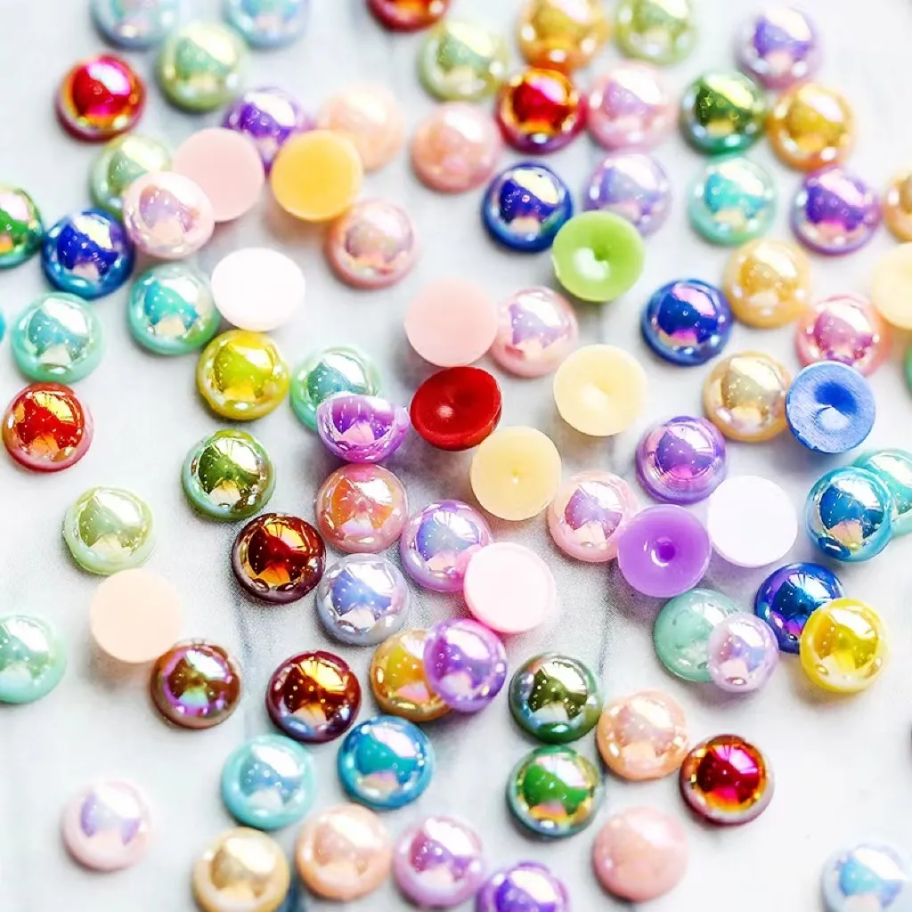4mm 10000st Plain/AB Colors Half Round Pearls Beads Flatback Scrapbooking Embelling Craft Diy New Style