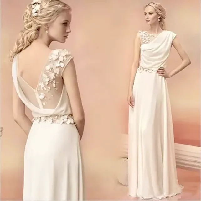 Abiti da sera lunghi 2022 Sposa Principessa Banchetto Pizzo Chiffon Abito da ballo Dea greca Elegante Backless Plus Size Abito formale Abiti da spettacolo