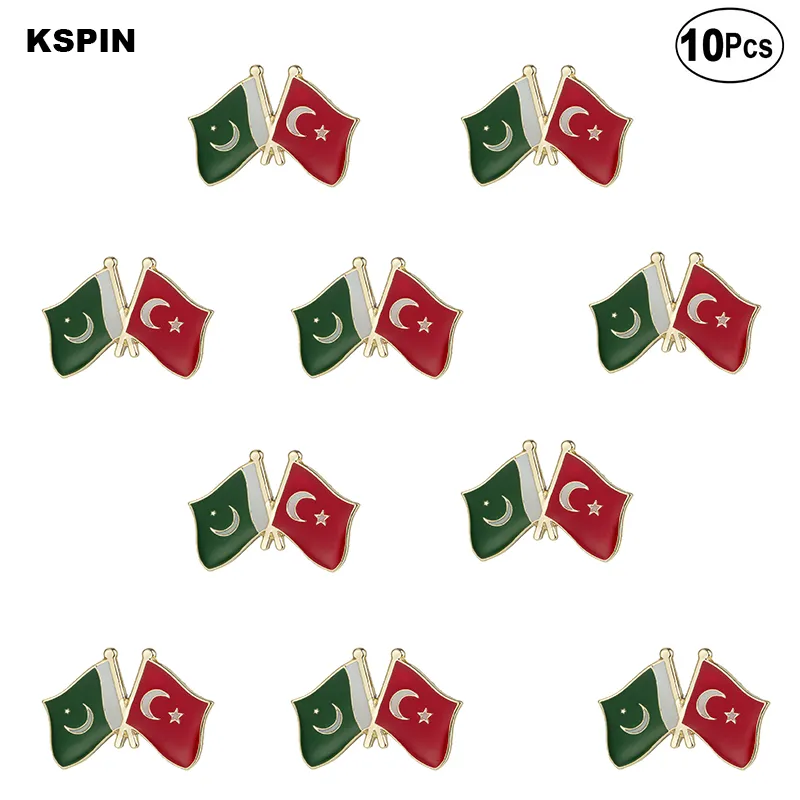 Pakistan i Turkey Lapel Flag Flag Flag Pins Bról Pins Dużo 10pcs