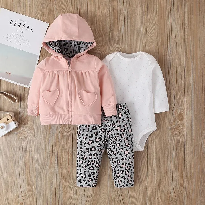 Clothing Sets Born Baby Boy Girl Clothes 2022 Spring Fall Animals Floral Warm Hooded Coat Romper Pants OutfitsClothing