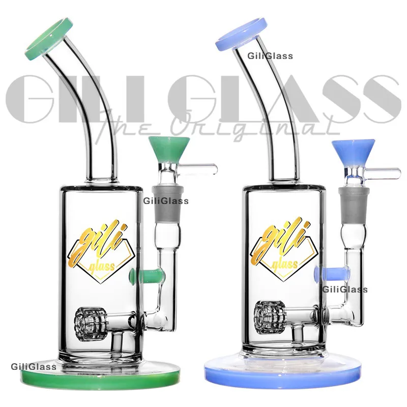 9 polegadas Dab Rig Bong Bong Filtro duplo Bolsas de óleo de vidro Bubbler Bongs Tigela com Quartz Pipes de água para fumantes de água acessório em estoque Hookah