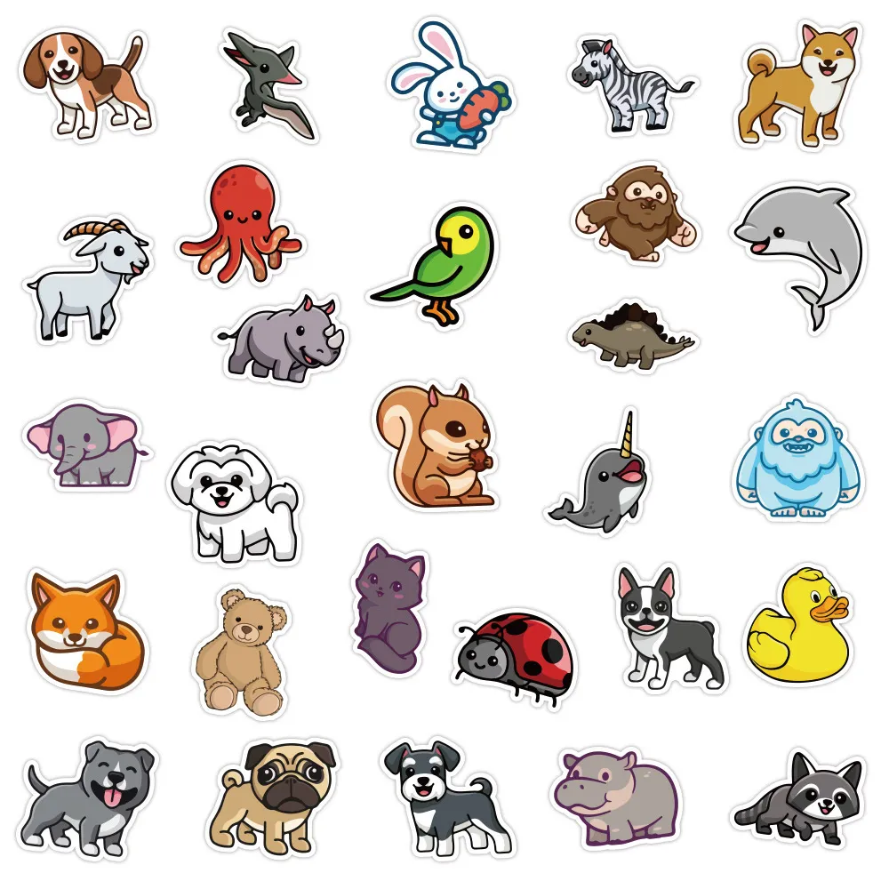 Kawaii Cute Animal Animal Stickers Waterproof, 50/For Kids Girls