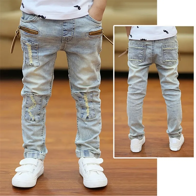 Ienens 5 13y crianças meninos roupas de jeans skinny calças clássicas para crianças tendências de roupas de jeans comprimento