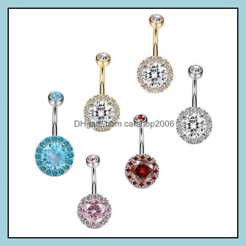 Nombril Bell Bouton Anneaux Bijoux De Corps En Acier Inoxydable Ventre Dangle Anneau Cz Diamant Conception Simple Strass Piercing Mode En Gros Goutte