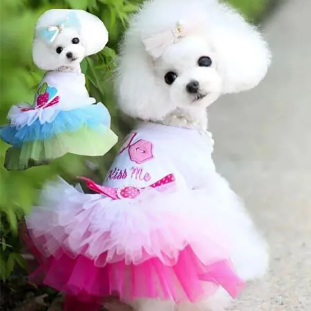 Vestido de princesa de algodão de cachorrinho de vestuário de cão além de vários tamanhos e todas as estações confortáveis ​​para pequenos animais de estimação adorável gc918