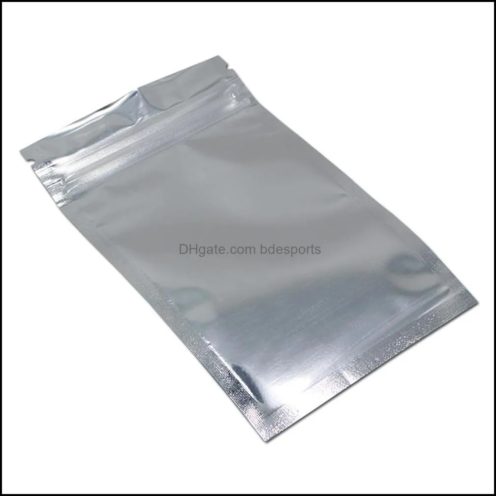 Open Top Silver Aluminum Foil Clear Plastic Packaging Bags Heat Seal Vacuum Pouches Bag Food Storage Pack Mylar Bags