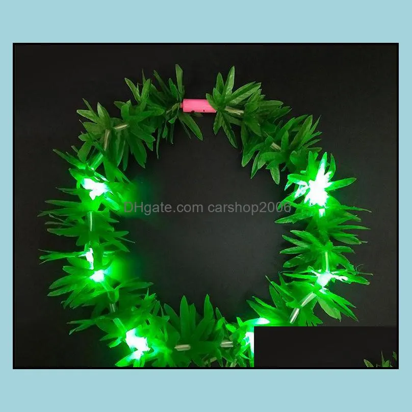 glowing led light up hawaii luau party flower lei fancy dress necklace hula garland wreath wedding decor party supplies sn2810