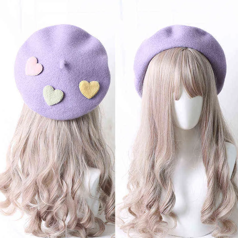 Симпатичные девушки Kawaii Bit Love Beret Sweet Lolita Headwear Purple Hats Шляпа