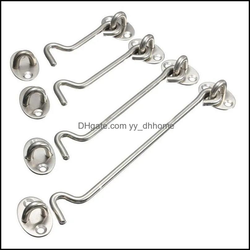 Cabin Hook And Eye Latch Stainless Steel Lock Shed Gate Door Catch Silent Holder