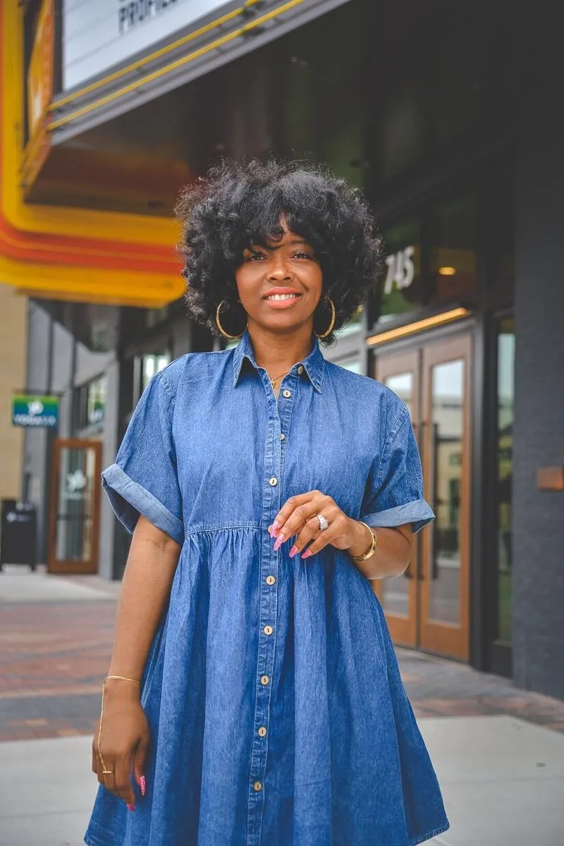 blue long sleeve dress casual Hazel Blues