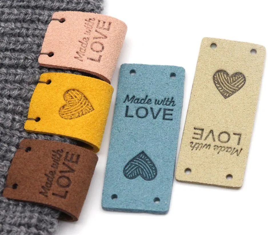 Tagging Supplies Handmade Labels For Clothes Made With Love Leather Tags Hand Label Hats Heart Knitting Sewing Accessories